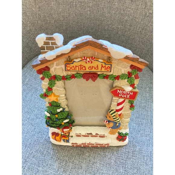Vtg 1998 FIGI Santa & Me Resin Christmas Photo Frame North Pole - Fits 3.5 x 5 - Picture 1 of 5